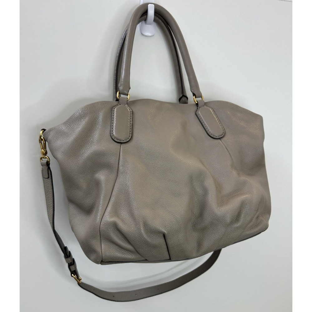 Marc Marc Jacobs Q Fran Tote Taupe Gray Pebbled Leather Shoulder Crossbody Bag - Picture 13 of 16